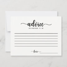 Råd till Bride Calligraphy Advice Cards