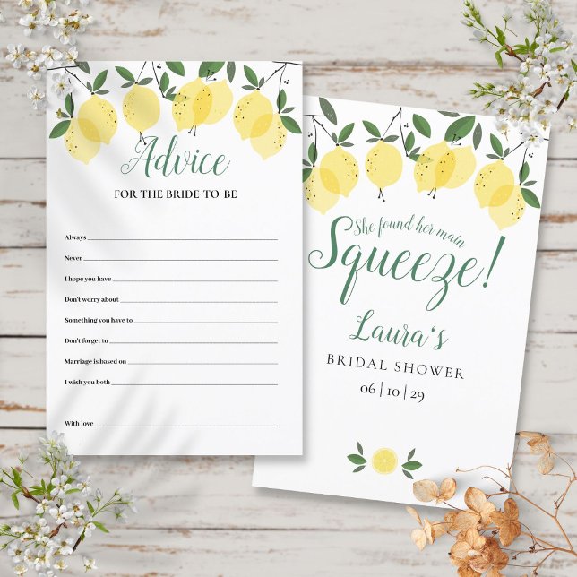 Råd till bruden Citroner Bröllopsduschkort (Advice For The Bride Lemons Bridal Shower Card)