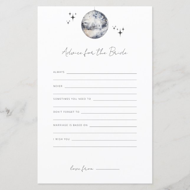 Råd till bruden Disco Boll Bröllopsfestspel (Framsida)