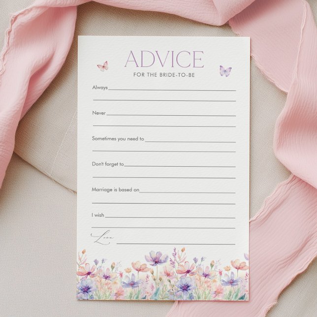 Råd till bruden Fjäril Bröllopsduschspel (Wildflower Butterfly Bridal Shower Advice for the Bride Game | Lifetime of butterflies)