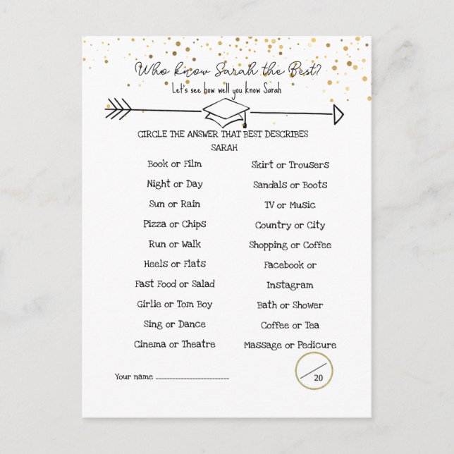 Råd till examen & Hur väl du känner dubbelsidig Vykort (Framsida)