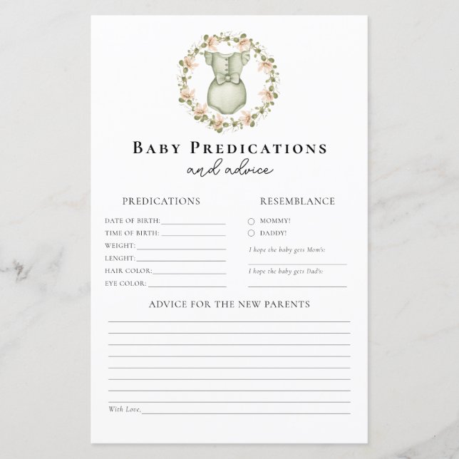 Råd till föräldrar Boho flicka baby shower spel (Framsida)