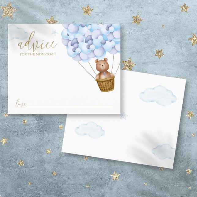 Råd till Mamma Teddybjörn Blå Bebis Baby Shower Ko (Advice For Mommy Teddy Bear Blue Baby Shower Card)