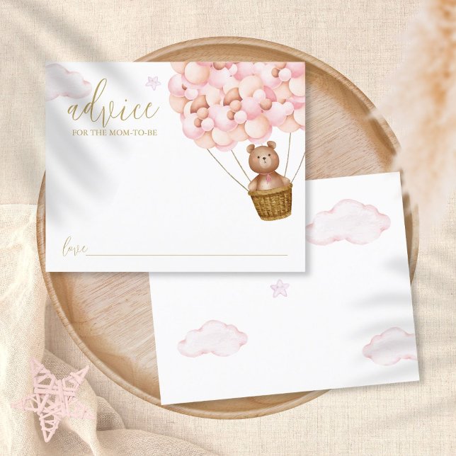 Råd till Mamma Teddybjörn Rosa Baby Shower-kort (Skapare uppladdad)