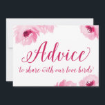 Råd till  med Love birds<br><div class="desc">Kort med söt rosa med vattenfärg och "Råd till  med love birds"</div>