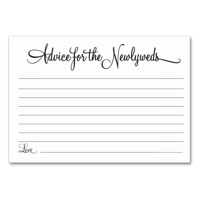 Råd till Newlyweds Bordsnummer (Framsidan)