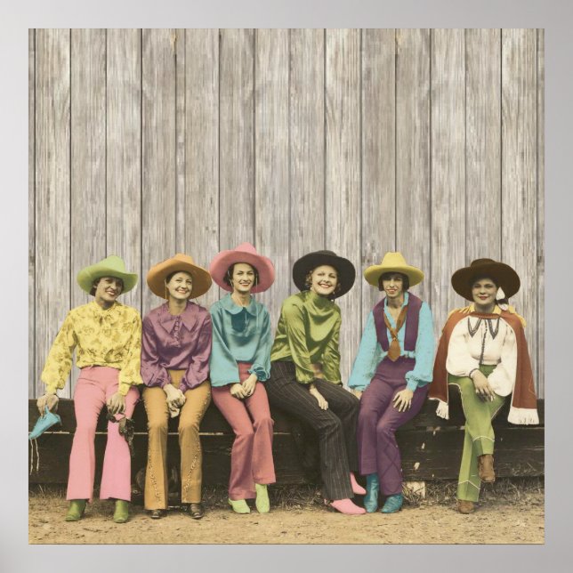 Rad Vintage Westerna flickor poster (Framsidan)