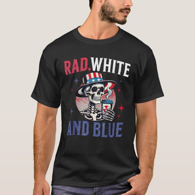 Rad White Blue Radiology Skeleton Coffee X ray 4:e T Shirt (Framsida)