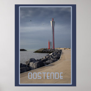 Radar Torn, Oostende Habour, Belgien Poster