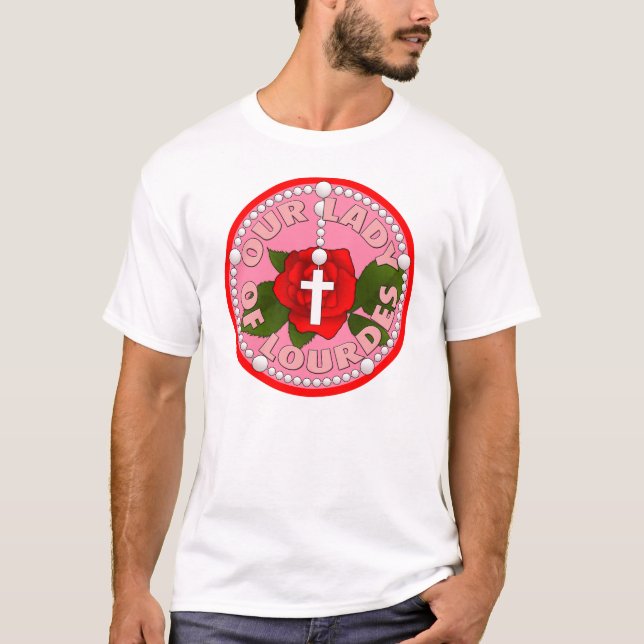 Radband vår dam av Lourdes T-shirt (Framsida)