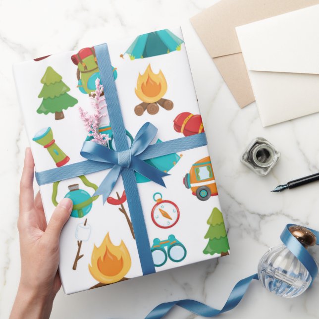 Radbyte för Cute Camping mönster party Presentpapper (Gåvor)