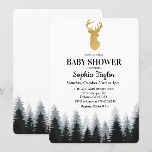 Rädd Baby Shower Skog Träd Inbjudan