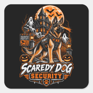 Rädd Hund Säkerhet Tysk Shepherd Halloween K9 Fyrkantigt Klistermärke