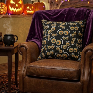 Rädd katt Halloween Boo ögon fladdermus Kudde