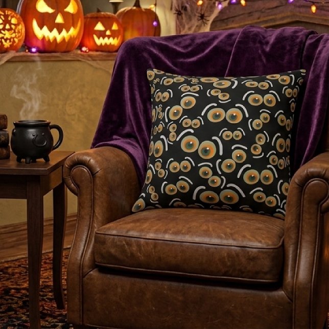 Rädd katt Halloween Boo ögon fladdermus Kudde (Skapare uppladdad)