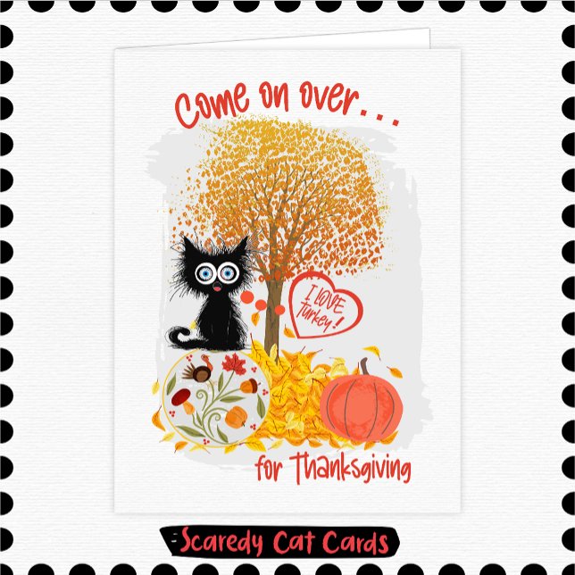 Rädd katt Thanksgiving Kort (Skapare uppladdad)