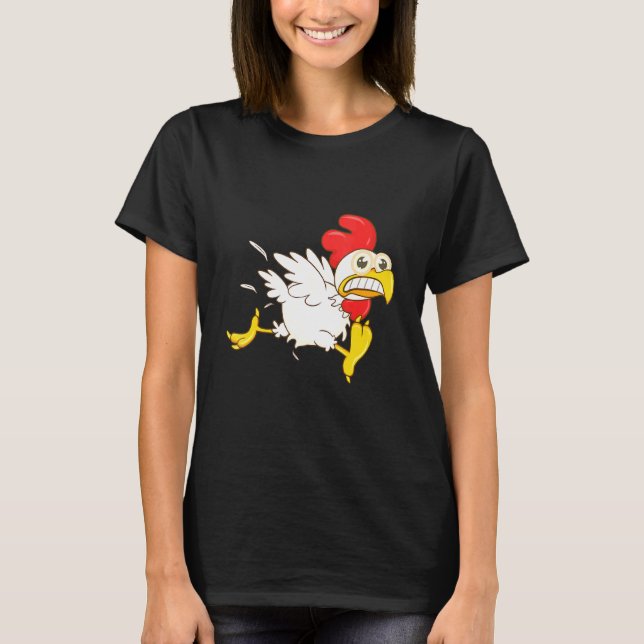 Rädd Springande Höna T Shirt (Framsida)