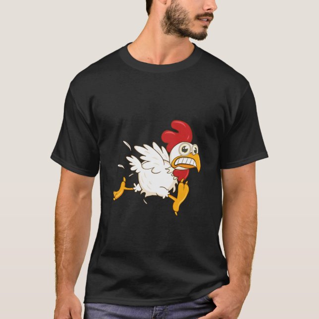 Rädd Springande Höna T Shirt (Framsida)