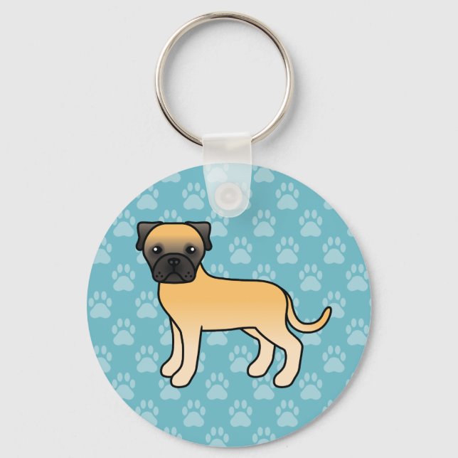 Rädd Viklig Bullmastiff Hund Nyckelring (Framsida)
