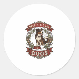 Rädda Alla Hundar Hund Blommig Krans Band_1 Runt Klistermärke