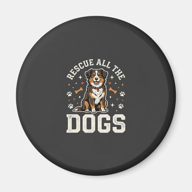 Rädda Alla Hundar Vintage Hund Magnet (Framsidan)