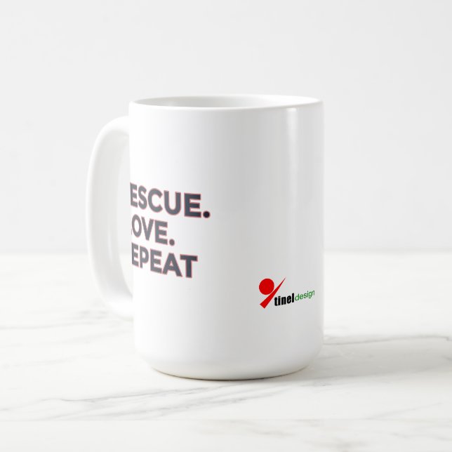 Rädda. Älska. Upprepa. | Pet lovers minimalistiska Kaffemugg (Framsida vänster)