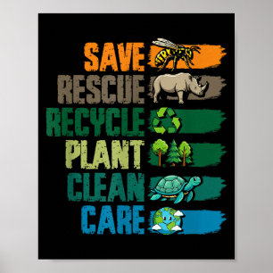 Rädda återvinn planta ren vård jord dag poster