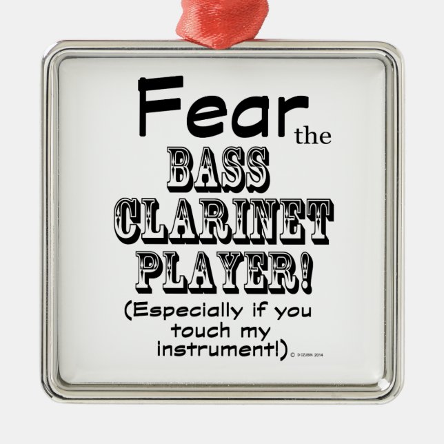 Rädda Bass Clarinet Player Julgransprydnad Metall (Framsidan)