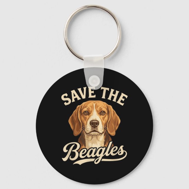 Rädda Beagles Söt Hund Älskare Design Nyckelring (Framsida)