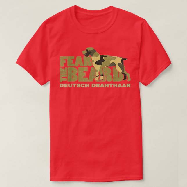 Rädda Beard Camo Deutsch Drahthaar Hunting Hund T Shirt (Design framsida)