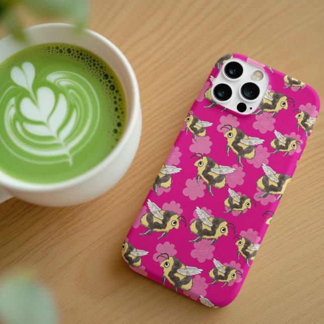 Rädda bin på rosa blommig iPhone 13-fodral (Skapare uppladdad)