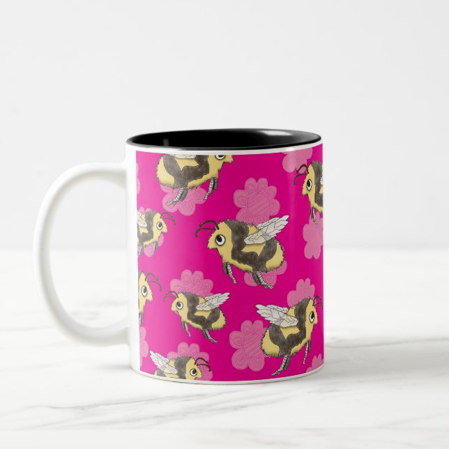 Rädda bin på rosa blommor Två-Tonad mugg (Vänster)