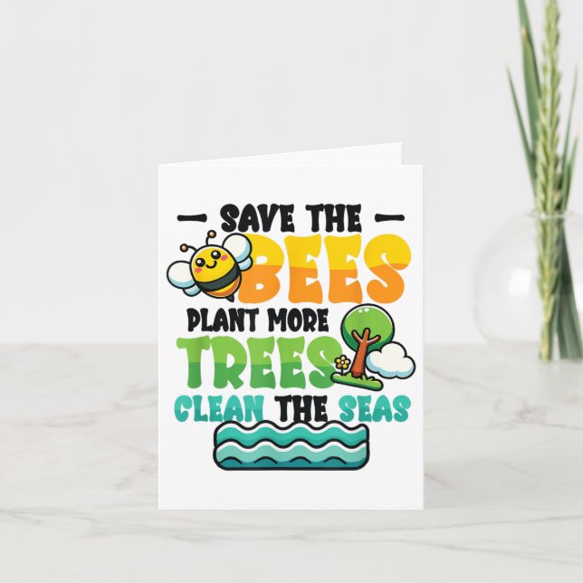 Rädda bin Plantera träd Rena havet Miljöproffs Kort (Framsida)