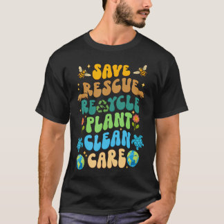 Rädda bin Rädda djur Återvinn plast Jorden T Shirt