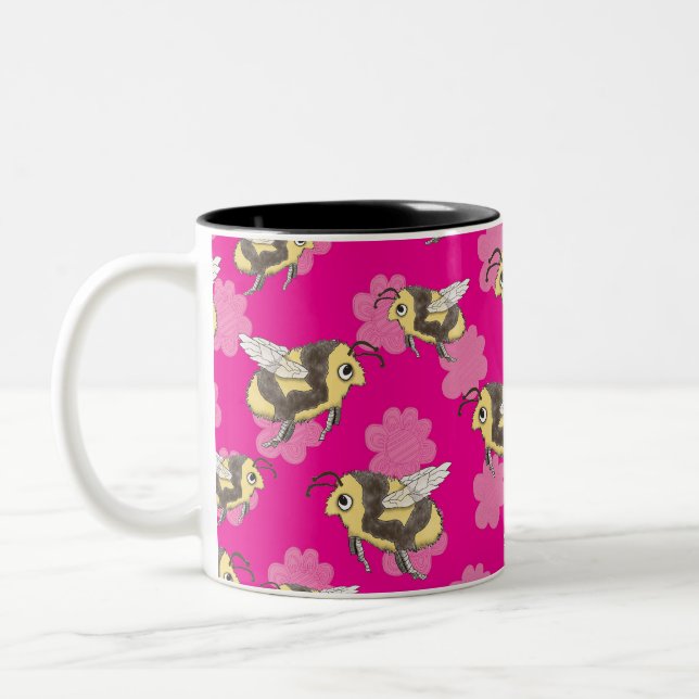 Rädda bin rosa blommor Två-Tonad mugg (Vänster)
