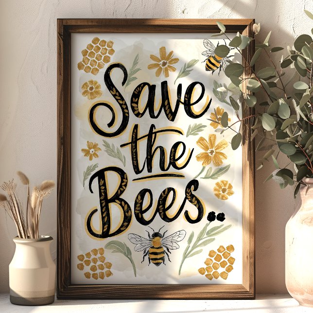 Rädda Bina Bikakan Blomma Naturvård Konst Poster (Skapare uppladdad)
