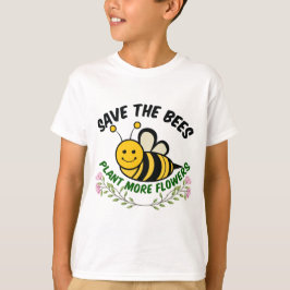 Rädda Bina Plantera Fler Blommor Barn T Shirt