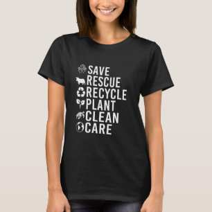 Rädda Bina Rädda Djur Återvinn Plast Jordens Dag T Shirt