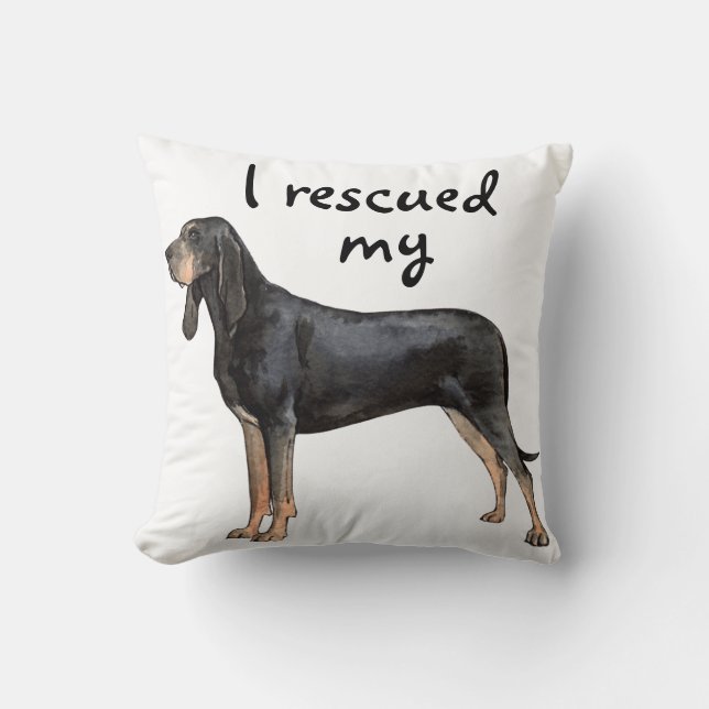 Rädda Black and Tan Coonhound Kudde (Framsida)