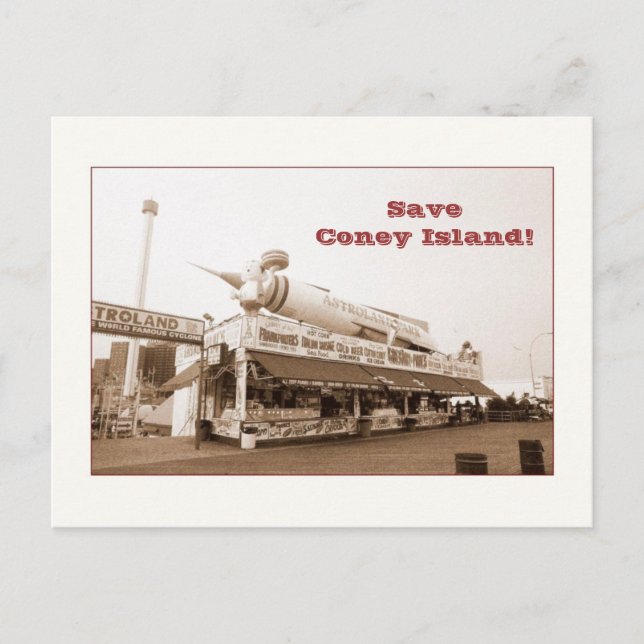 Rädda Coney Island! (sepia) Vykort (Framsida)