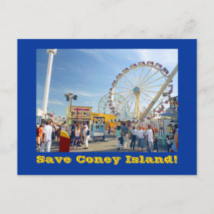 Rädda Coney Island! vykort (blå)