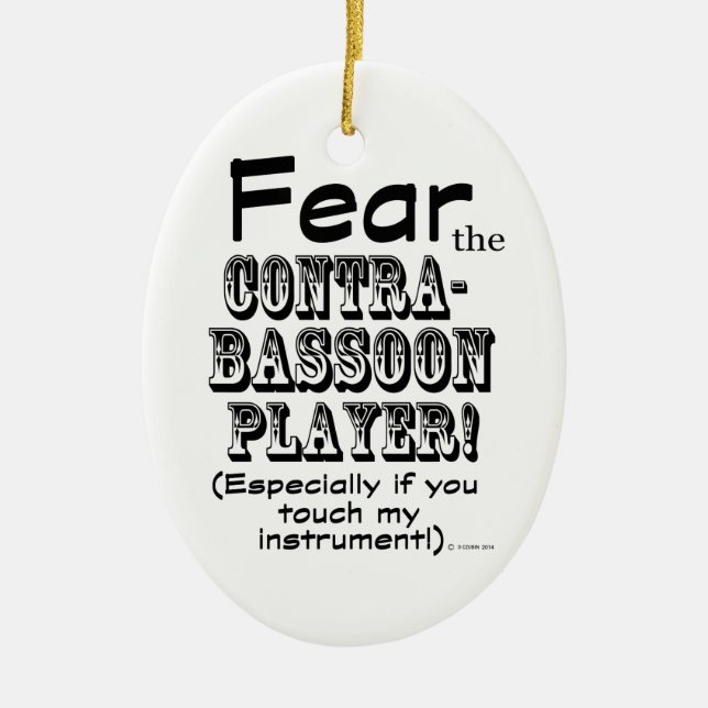 Rädda Contrabasson Player Julgransprydnad Keramik (Framsidan)