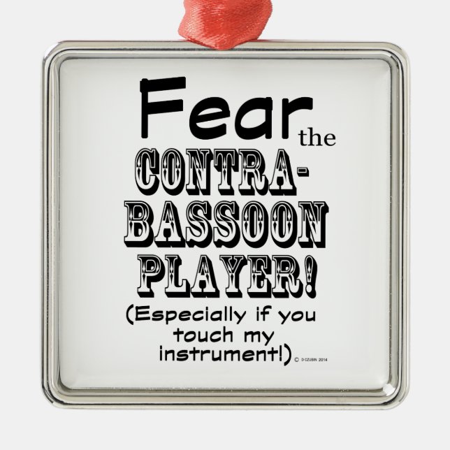 Rädda Contrabasson Player Julgransprydnad Metall (Framsidan)