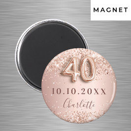 rädda datum för 40-årsfirande rose gold blush magnet