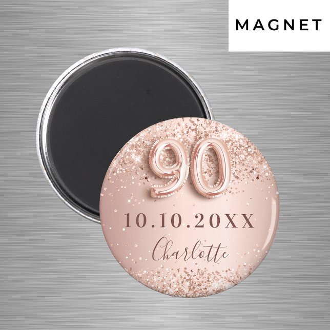rädda datum för 90-årsfirande i roséguld och rosé magnet (Skapare uppladdad)