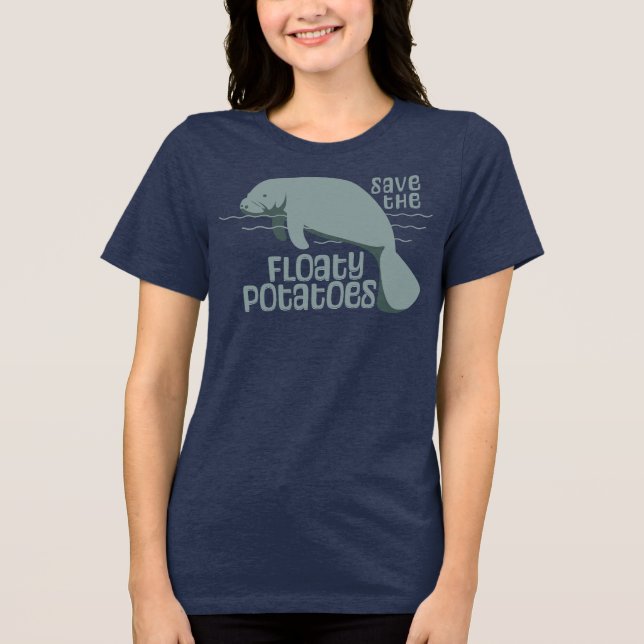 Rädda De Flytande Potatisarna Lamantin T Shirt (Framsida)