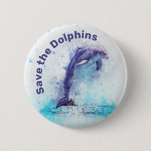 Rädda delfinerna Djurens rättigheter knapp pin (Framsida)