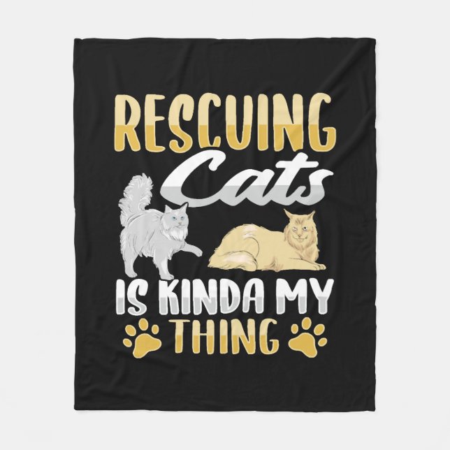 Rädda djuren Cat Rädding Cat Rescuer Fleecefilt (Framsidan)