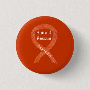 Rädda djuren Orange Awareness Ribbon Anpassningsba Knapp