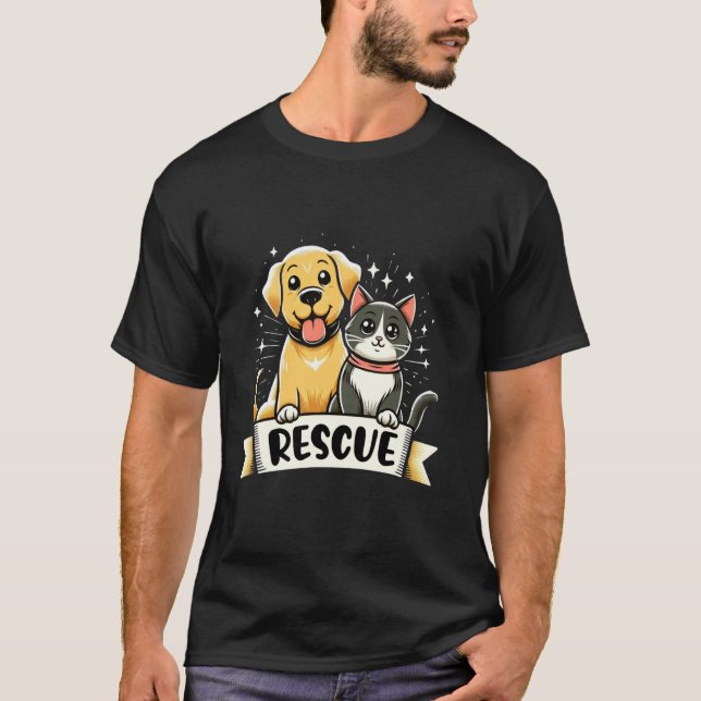 Rädda djurhem katter hundar adoption t shirt (Framsida)